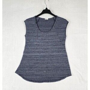 AG Womens Blue Textured Knit Sleeveless Top Poly Rayon Spandex L Scoop Hem